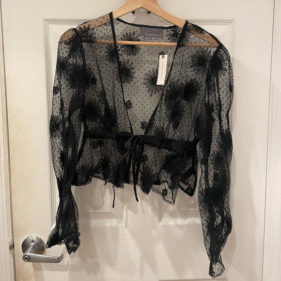 Anthropologie Tops - Antropologie NWT Sheer Black Floral Top